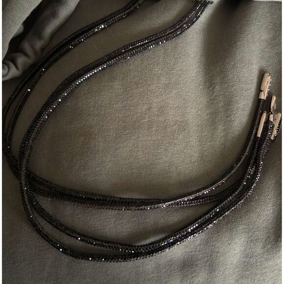 H&M Olive Green Ladies Size XXL Black Double Corded Hoodie Sweatshirt - Picture 5 of 6